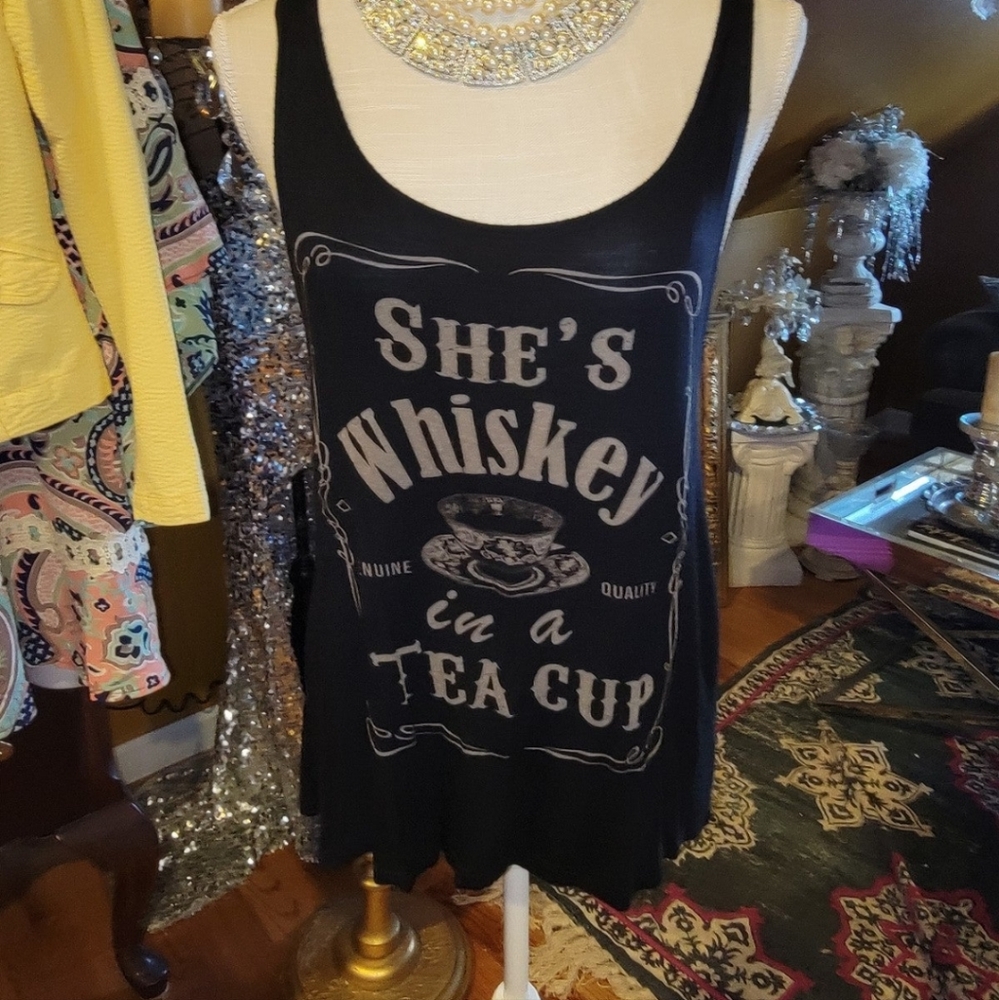 Whiskey tea tank top sheer light flowy country girl Shirt Boho Comfy Tee Tank